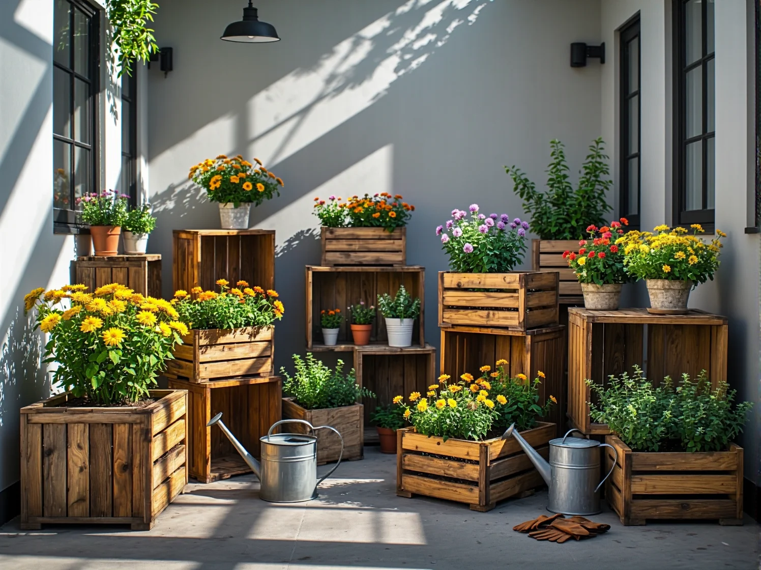 Drewniany stół i krzesła z patyną w aranżacji ogrodu vintage