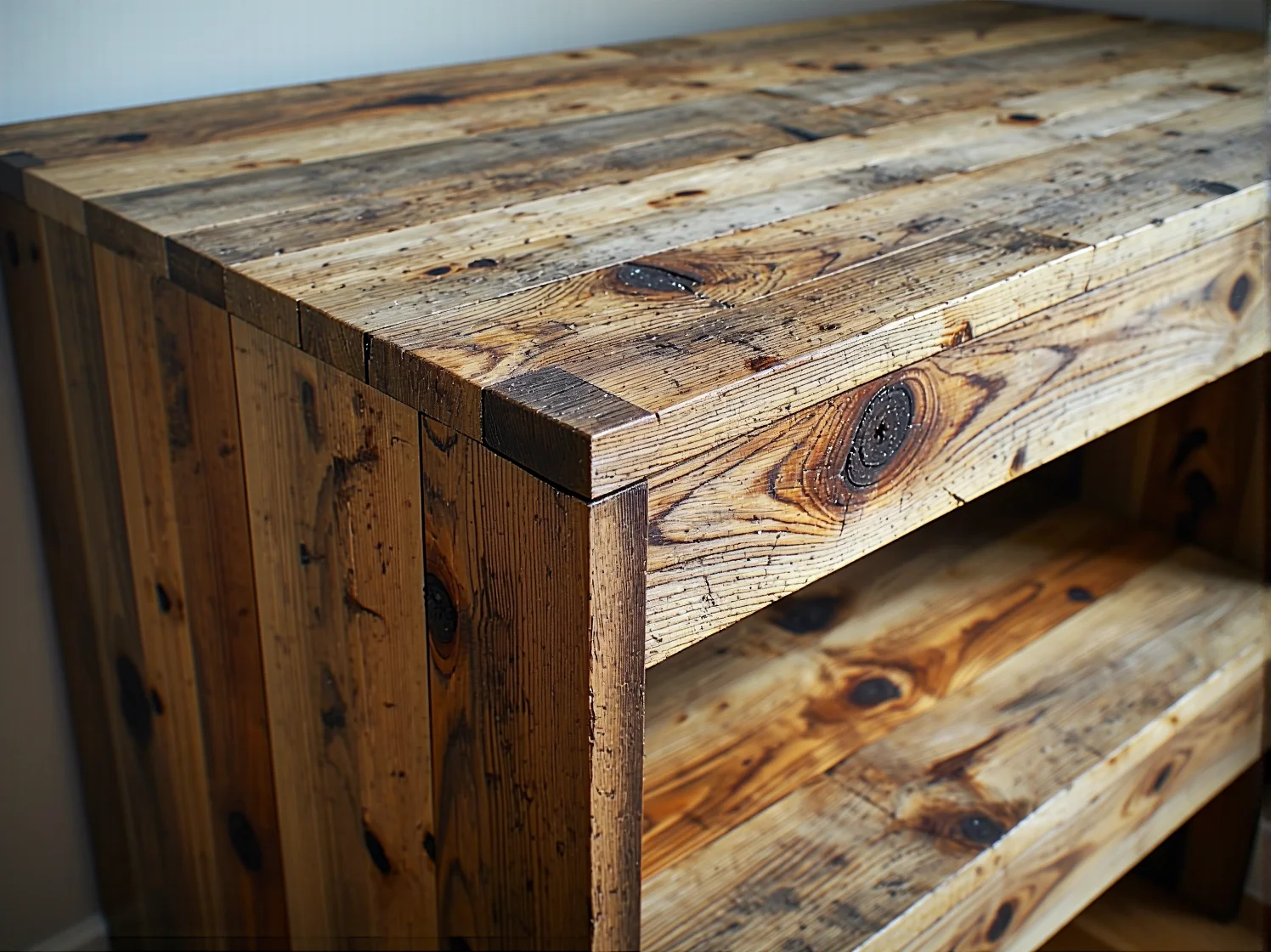 Stylowa i prosta szafka na buty z palet, idealna do małego korytarza. Meble z recyklingu.