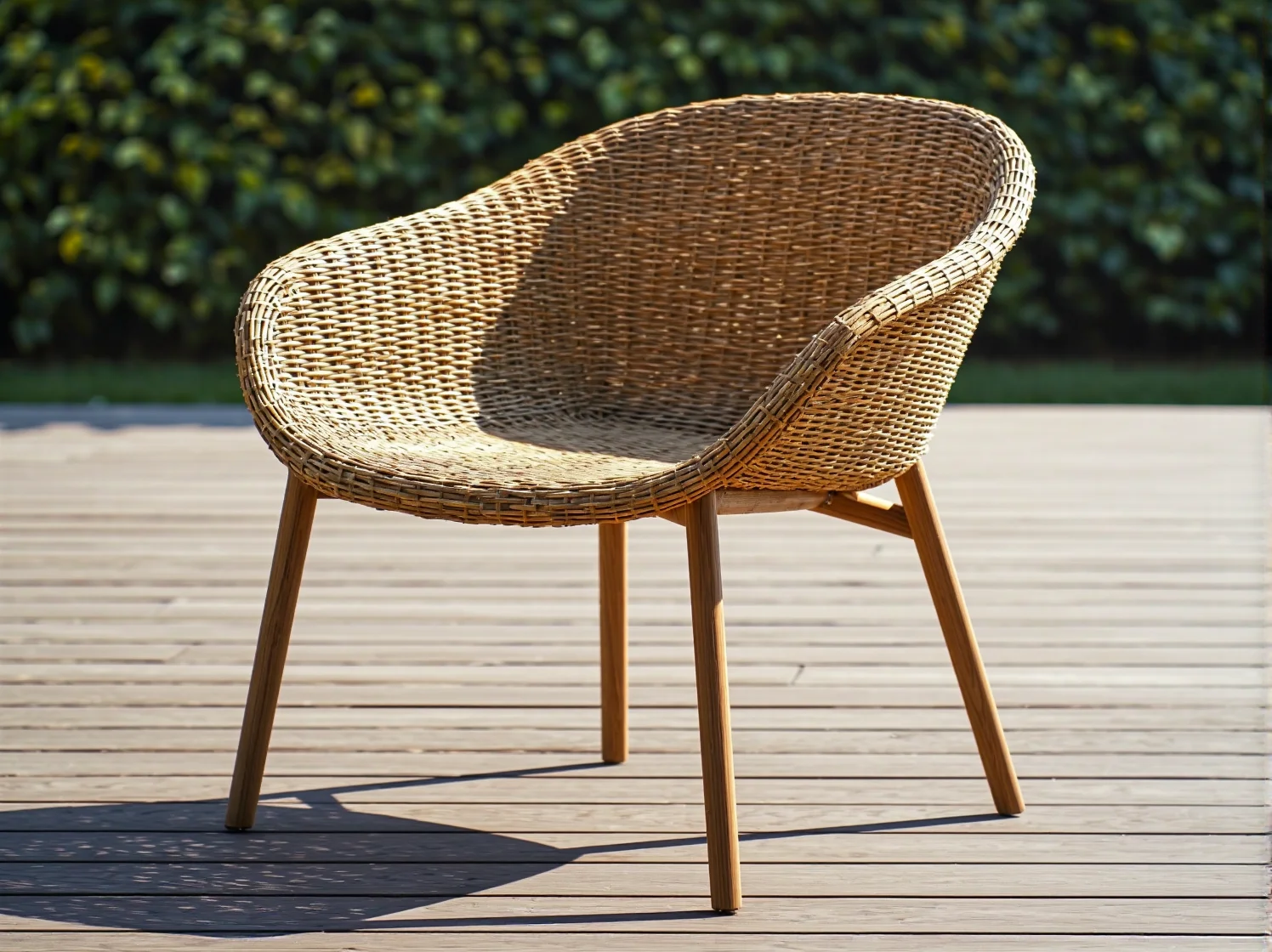 Ekologiczne meble ogrodowe z bambusa i drewna tekowego w otoczeniu zieleni