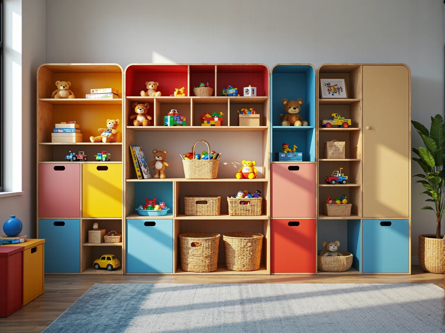 Funkcjonalne regały i systemy przechowywania do pokoju dziecka.