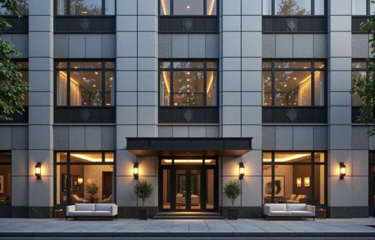 Lampa elewacyjna art deco czarna z geometrycznym kloszem