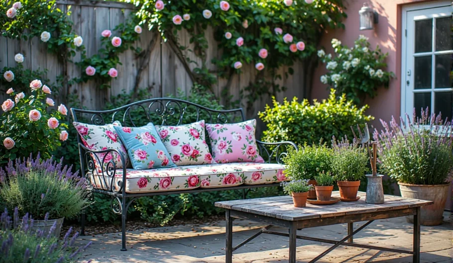 Kuta ławka ogrodowa vintage czarne żelazo z ozdobnymi zawijasami