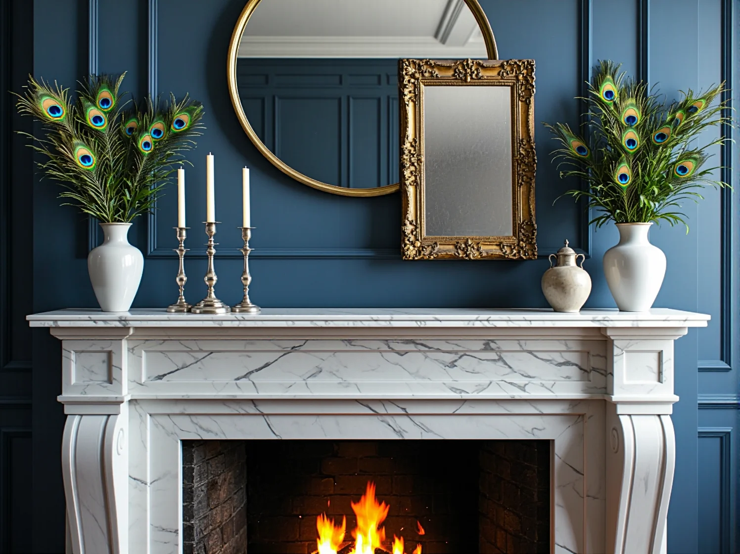 Nowoczesne białe meble do salonu glamour ze złotymi uchwytami