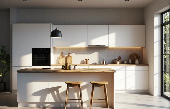 Czarna metalowa lampa wisząca w stylu skandynawskim do kuchni