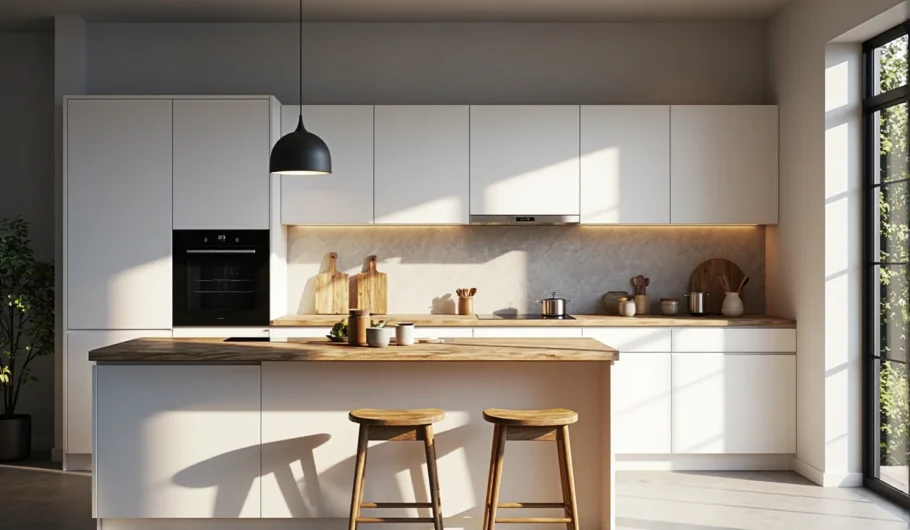 Czarna metalowa lampa wisząca w stylu skandynawskim do kuchni