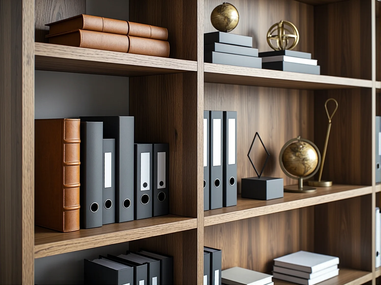 Metalowy regał biurowy z segregatorami, zapewniający skuteczne przechowywanie i łatwy dostęp do ważnych dokumentów.