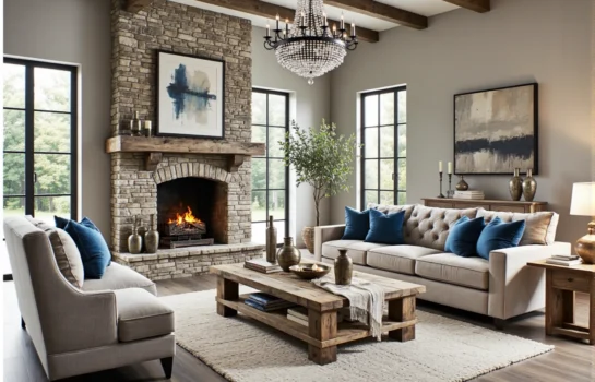 Rustykalna ława drewniana dębowa z dolną półką na książki