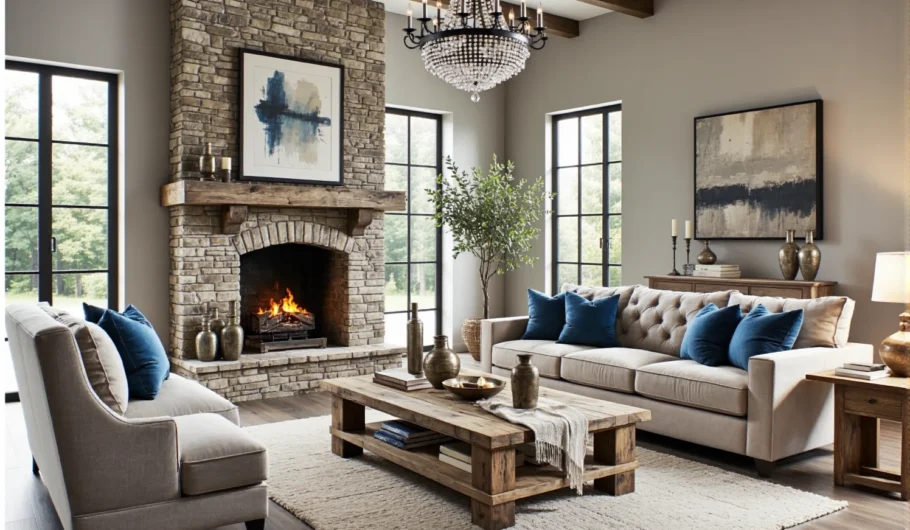 Rustykalna ława drewniana dębowa z dolną półką na książki