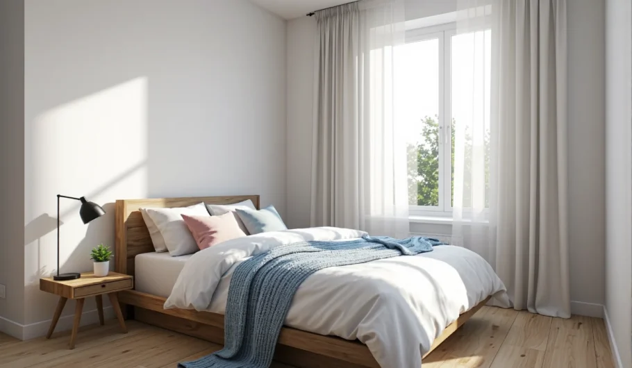 Łóżko drewniane dąb craft z zagłówkiem i szafką nocną