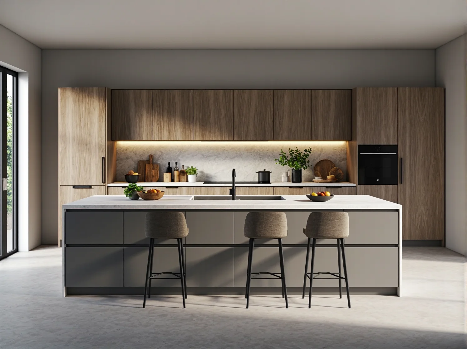 System szafek modułowych w minimalistycznej sypialni zapewniający ład i harmonię.