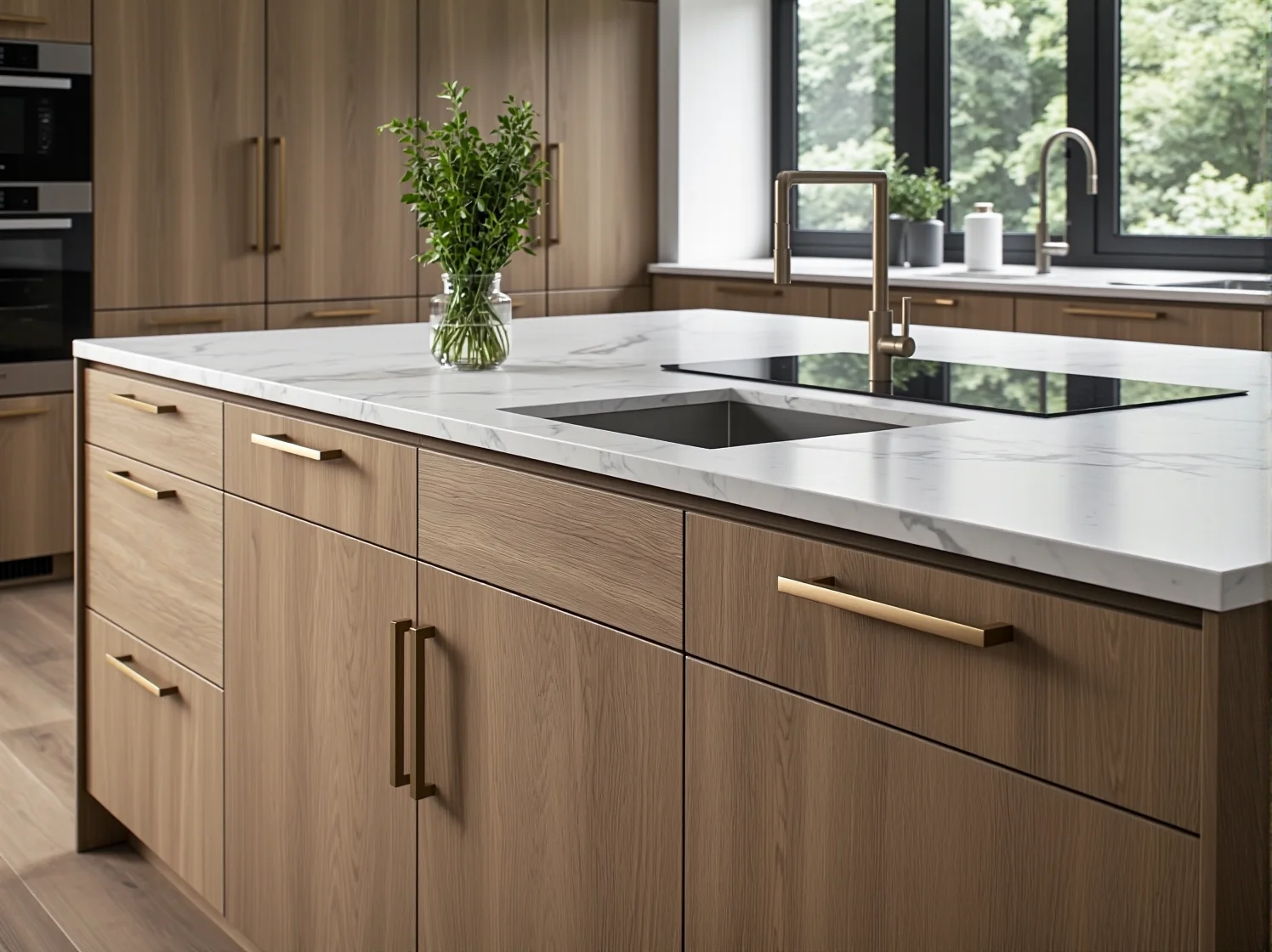 Designerskie oświetlenie wiszące w kuchni z marmurem, idealne połączenie funkcjonalności i stylu.