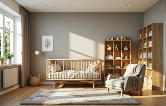 Łóżeczko niemowlęce sosnowe z szczebelkami na drewnianych nóżkach