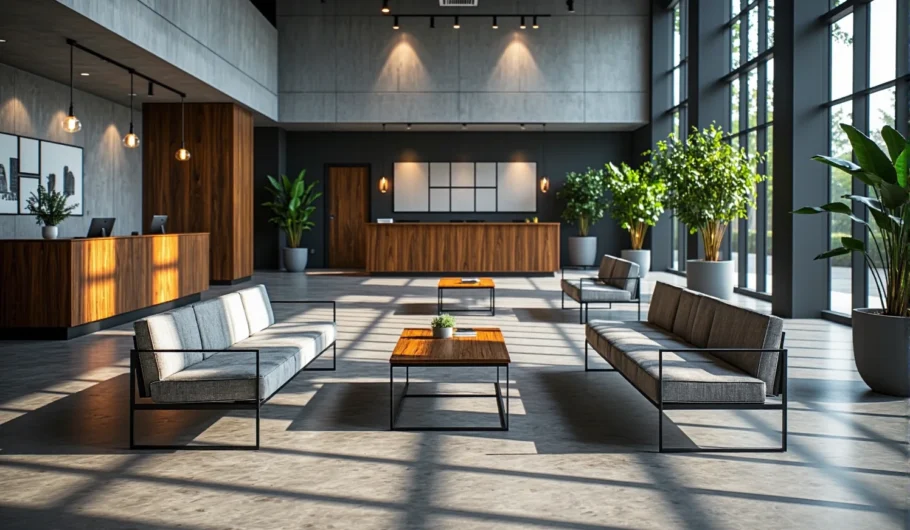 Zestaw mebli wypoczynkowych z sofami i stolikiem kawowym na metalowych stelażach