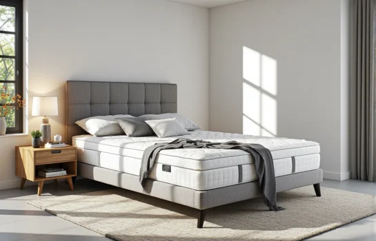 Biały materac termoelastyczny visco z pikowaną powierzchnią