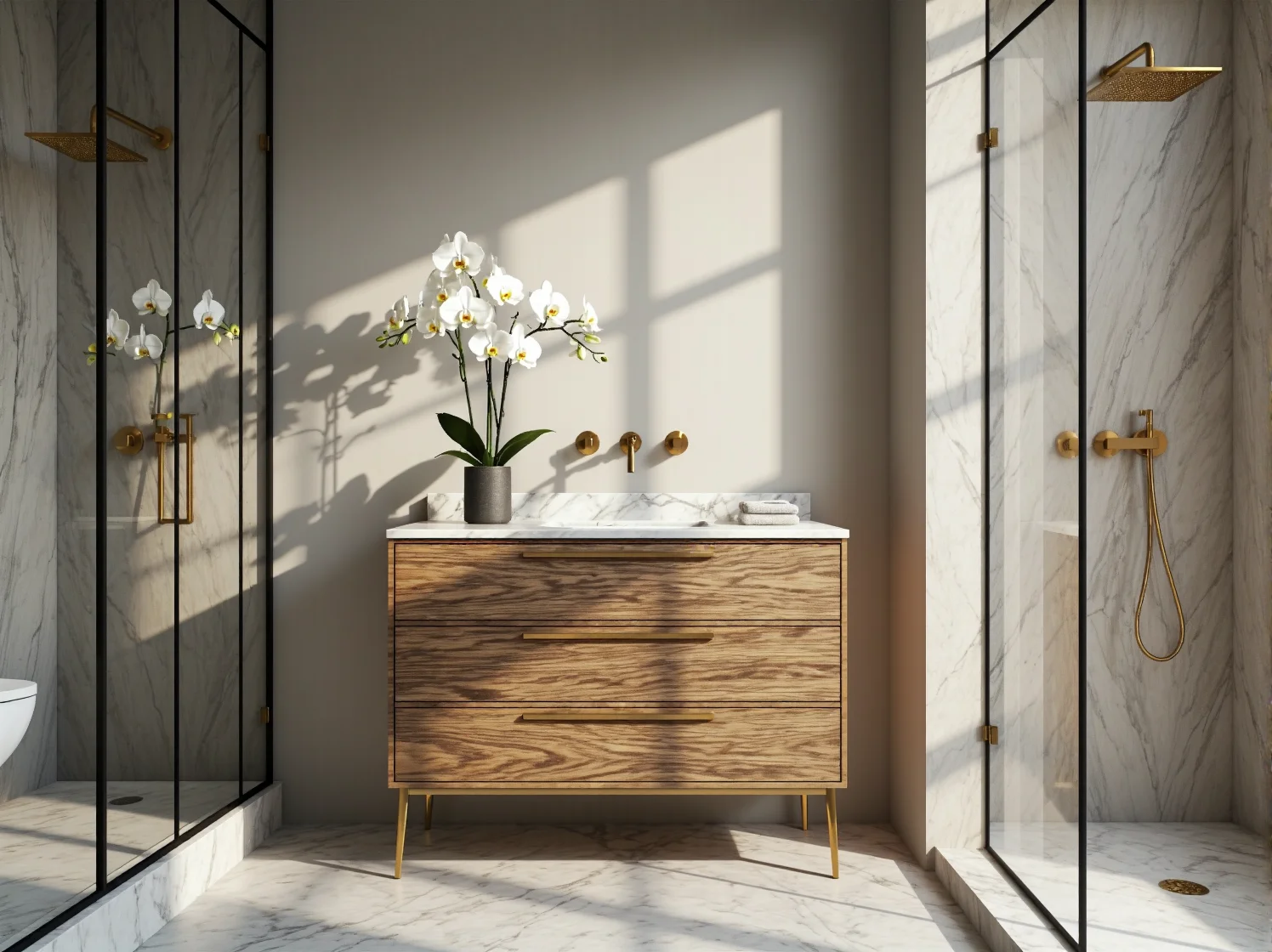 Aranżacja sypialni z wysoką komodą scandi, łączącą minimalizm z luksusowymi dodatkami.